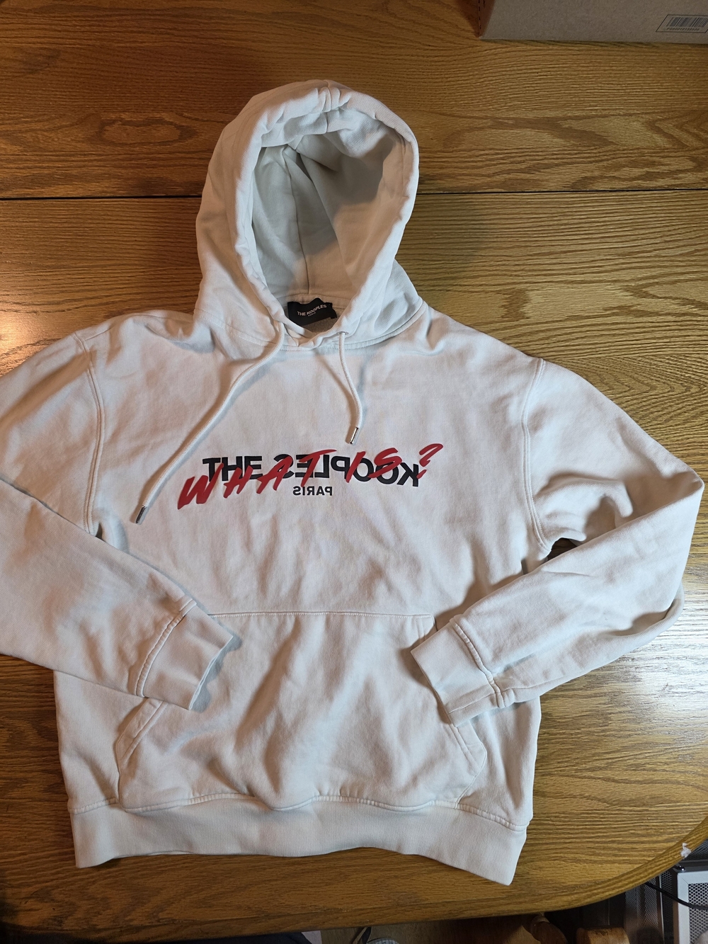 White Graphic Hoodie Sweatshirt with Red Accents